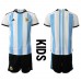 Maillot de foot Argentine Domicile vêtements enfant Monde 2022 Manches Courtes (+ pantalon court)